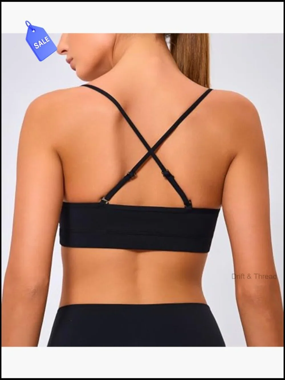 V Neck Sports Bra Wireless Padded Adjustable Straps Yoga Low Impact